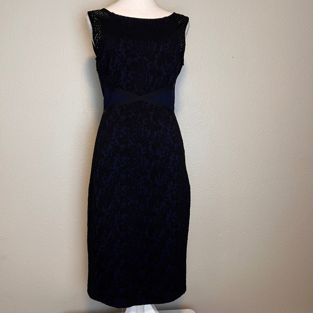Moulinette‎ Soeurs Floral Jacquard Black & Blue Sleeveless Sheath Dress